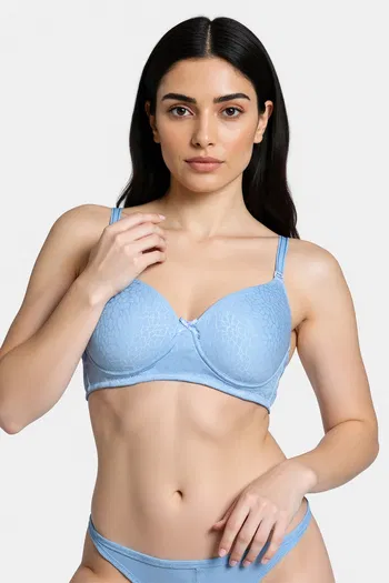 Buy Zivame Shimmering Secrets Padded Non Wired 3/4Th Coverage T-Shirt Bra - Endless Sky